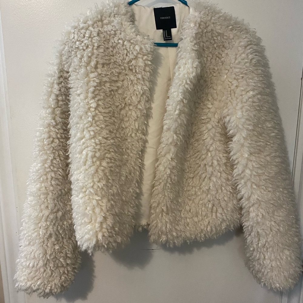 Forever 21 Cream Teddy Jacket